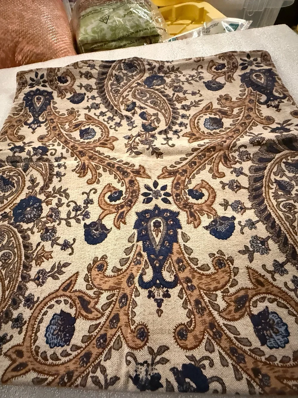 Rare Vintage Pottery Barn Paisley Pillow Cover, 18”, Blue Multi